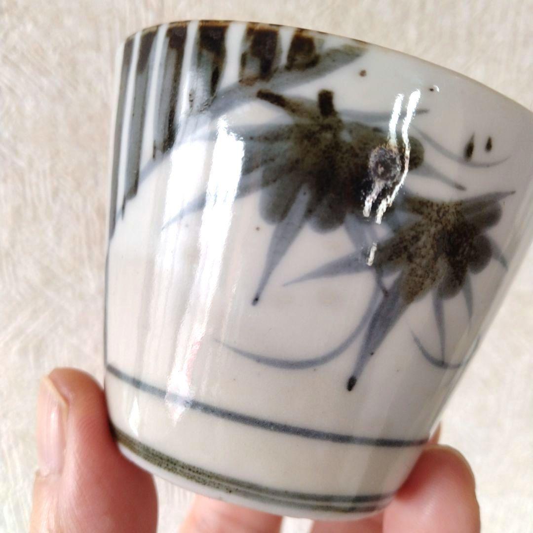 古伊万里染付枠絵に楓蕎麦猪口
