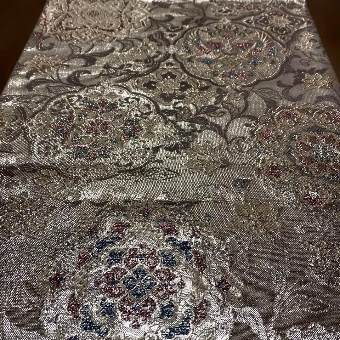 table runner 長長尺　金彩正倉院文　帯リメイク　正絹証書付