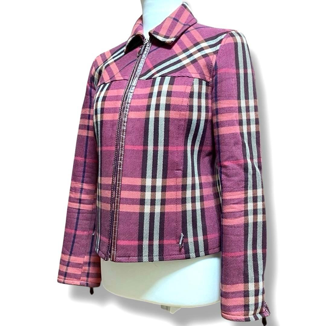 バーバリーブルーレーベル ノバチェック ジャケット ピンク 38