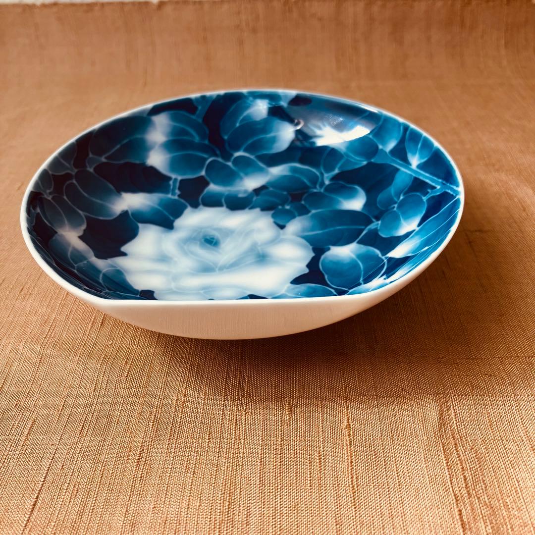 (希少) 深川製磁　古代バラ　半月皿　小皿　2枚　古代薔薇　手書き　有田焼