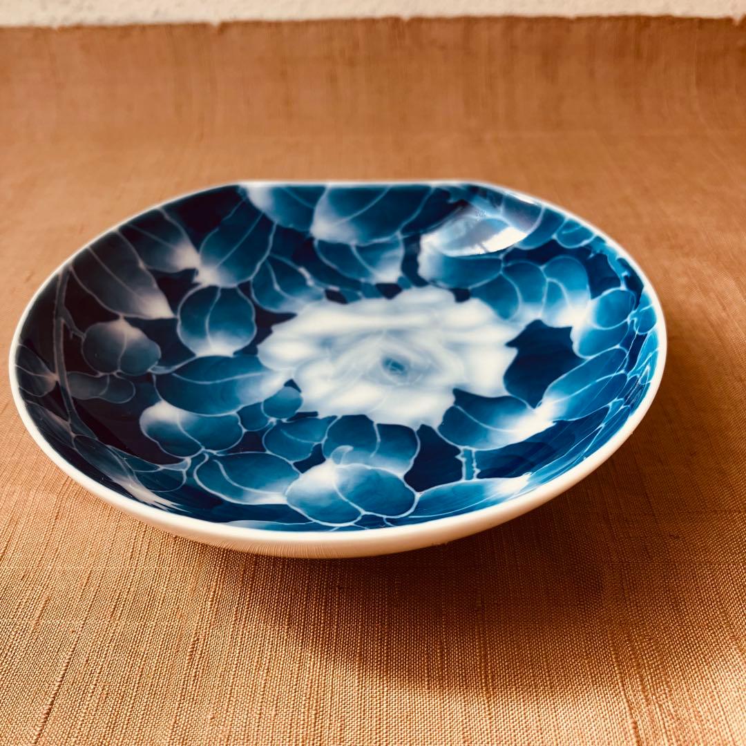 (希少) 深川製磁　古代バラ　半月皿　小皿　2枚　古代薔薇　手書き　有田焼