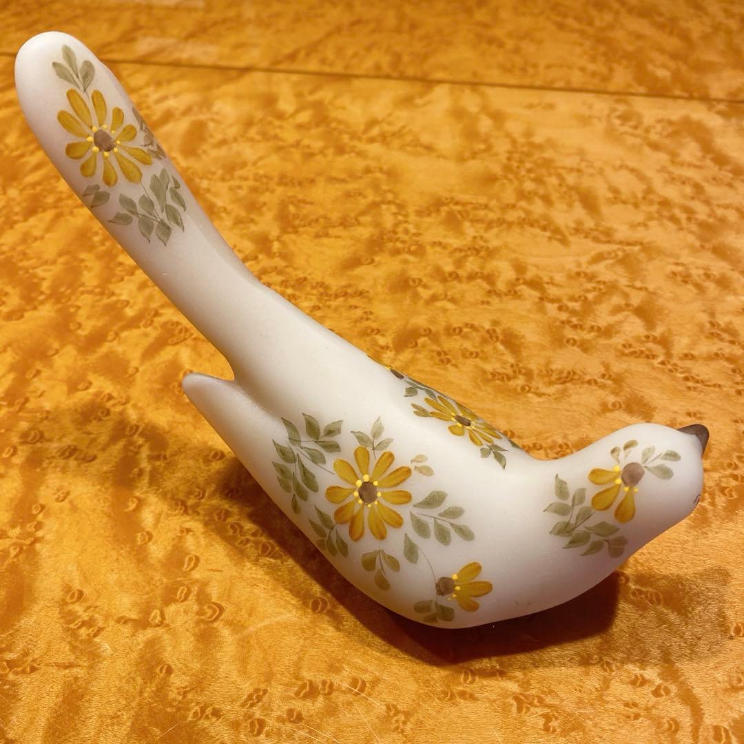 【美品】フェントンアートグラス　幸福の鳥　すりガラス　置物　アンティーク