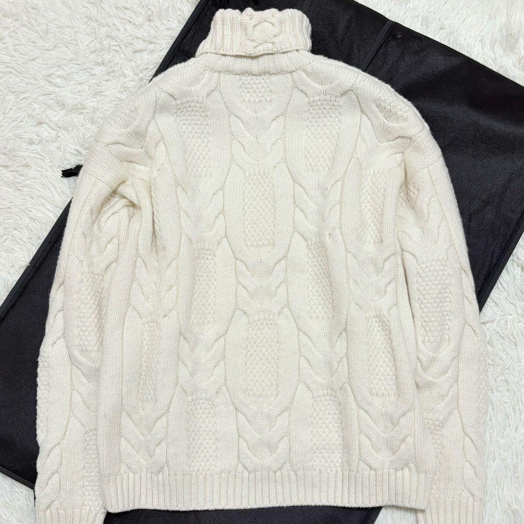 美品✨ L相当 アルパカ混 エンポリオアルマーニ 極太 ケーブルニット セーター