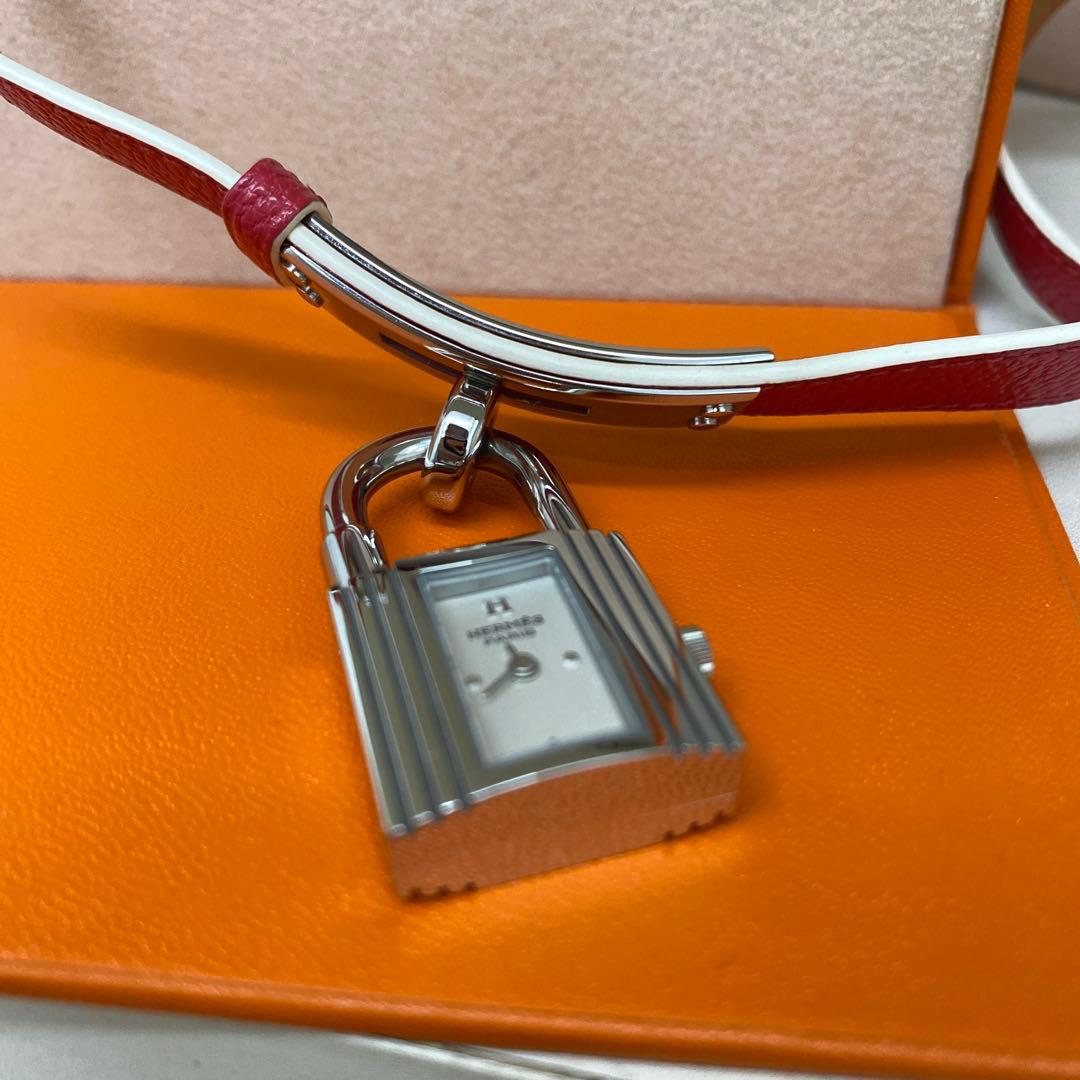 HERMES ケリーウォッチ　ドゥーブル　ピンク×シルバー金具