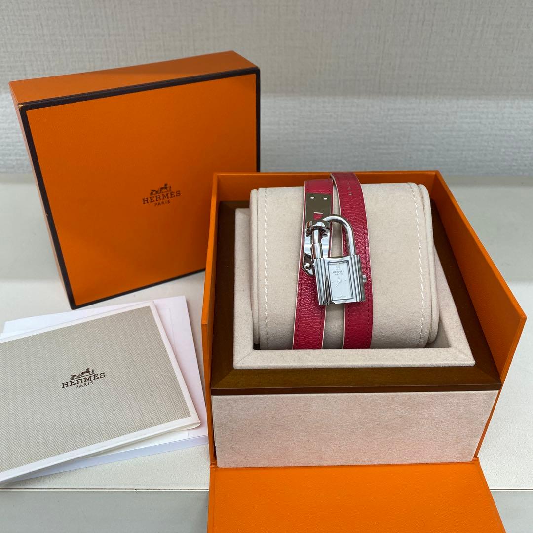 HERMES ケリーウォッチ　ドゥーブル　ピンク×シルバー金具