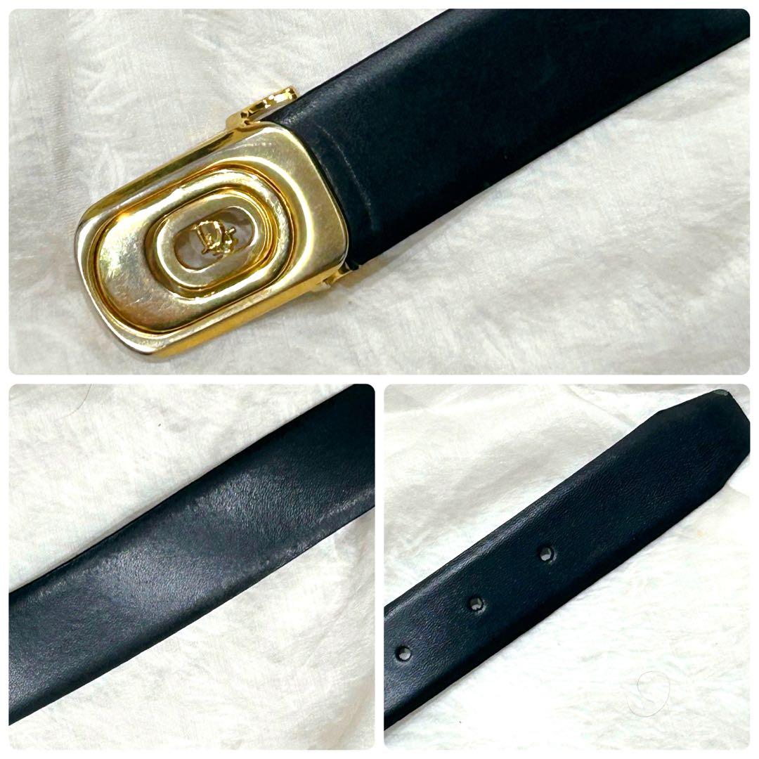 美品 Christian Dior リバーシブル ベルト 本革 黒 ブラウン