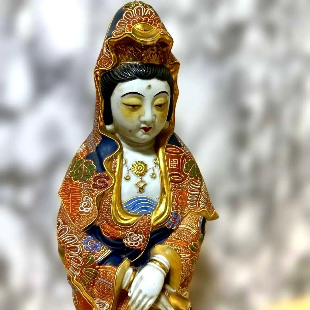 九谷焼　観音菩薩　金彩　骨董品　美術置物　仏像　期間限定値引き