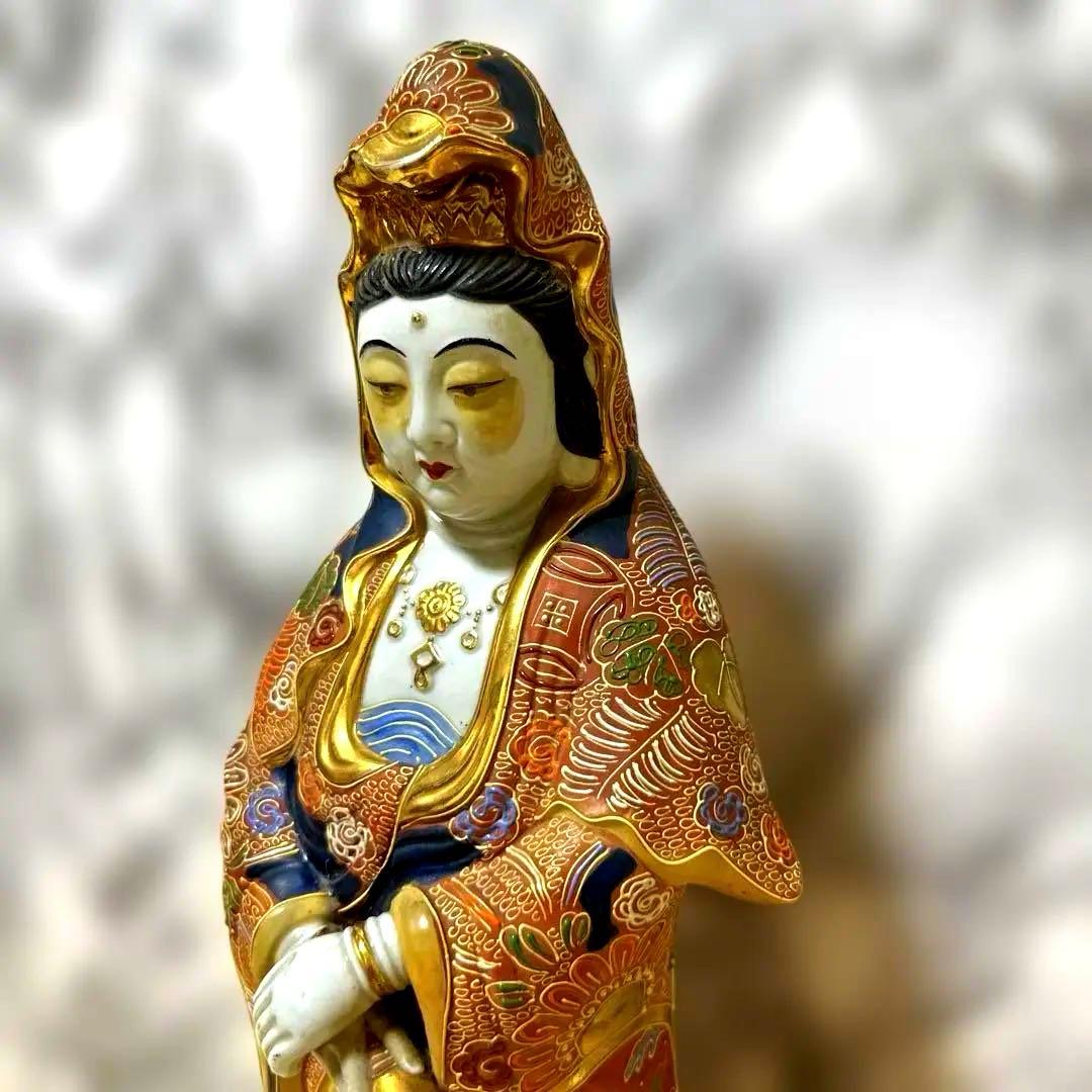 九谷焼　観音菩薩　金彩　骨董品　美術置物　仏像　期間限定値引き