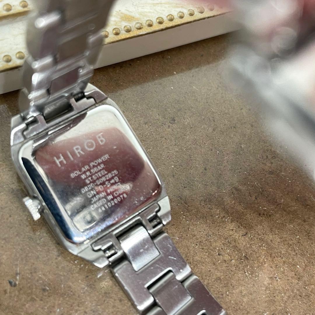 HIROB ソーラー腕時計 スクエア ローマ数字 箱付　コマ付き