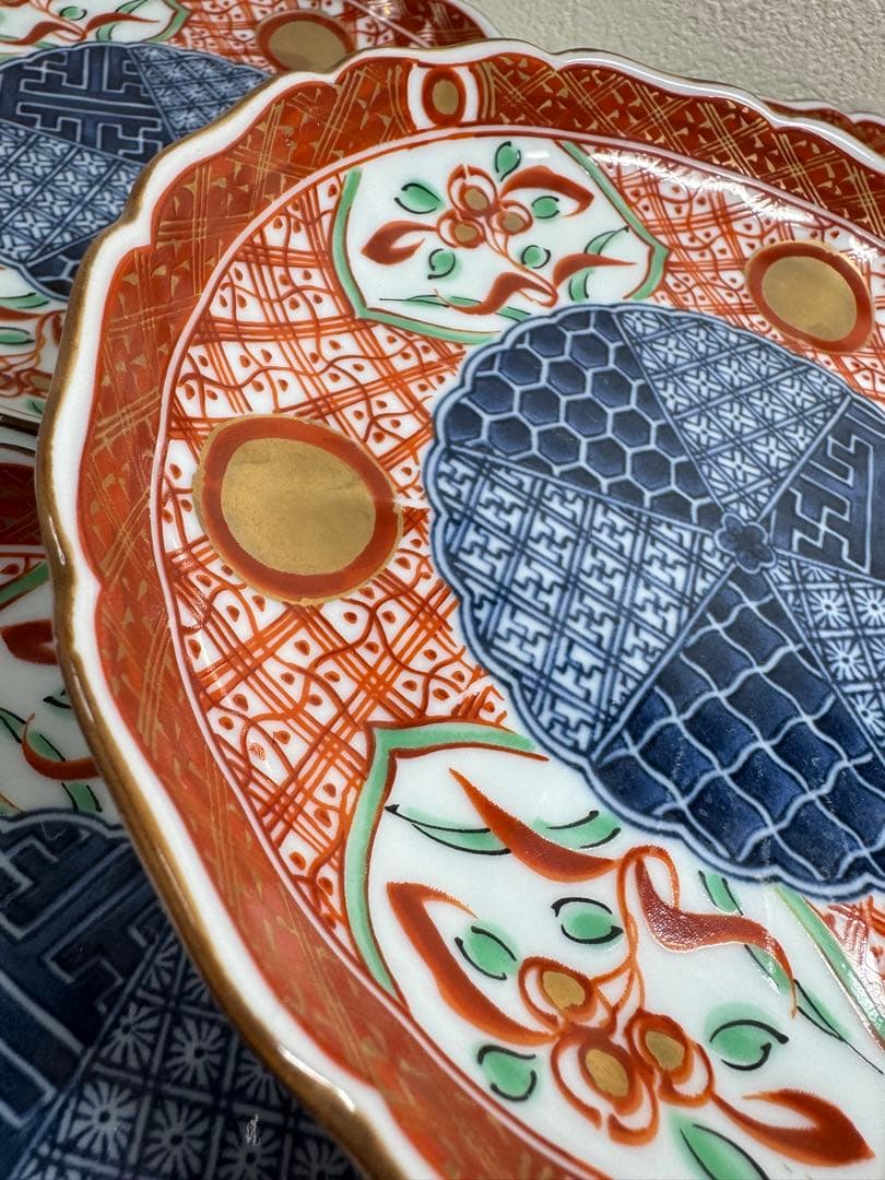 美濃焼 翔山作 赤絵染付祥瑞 中皿揃 5客 16cm 和食器