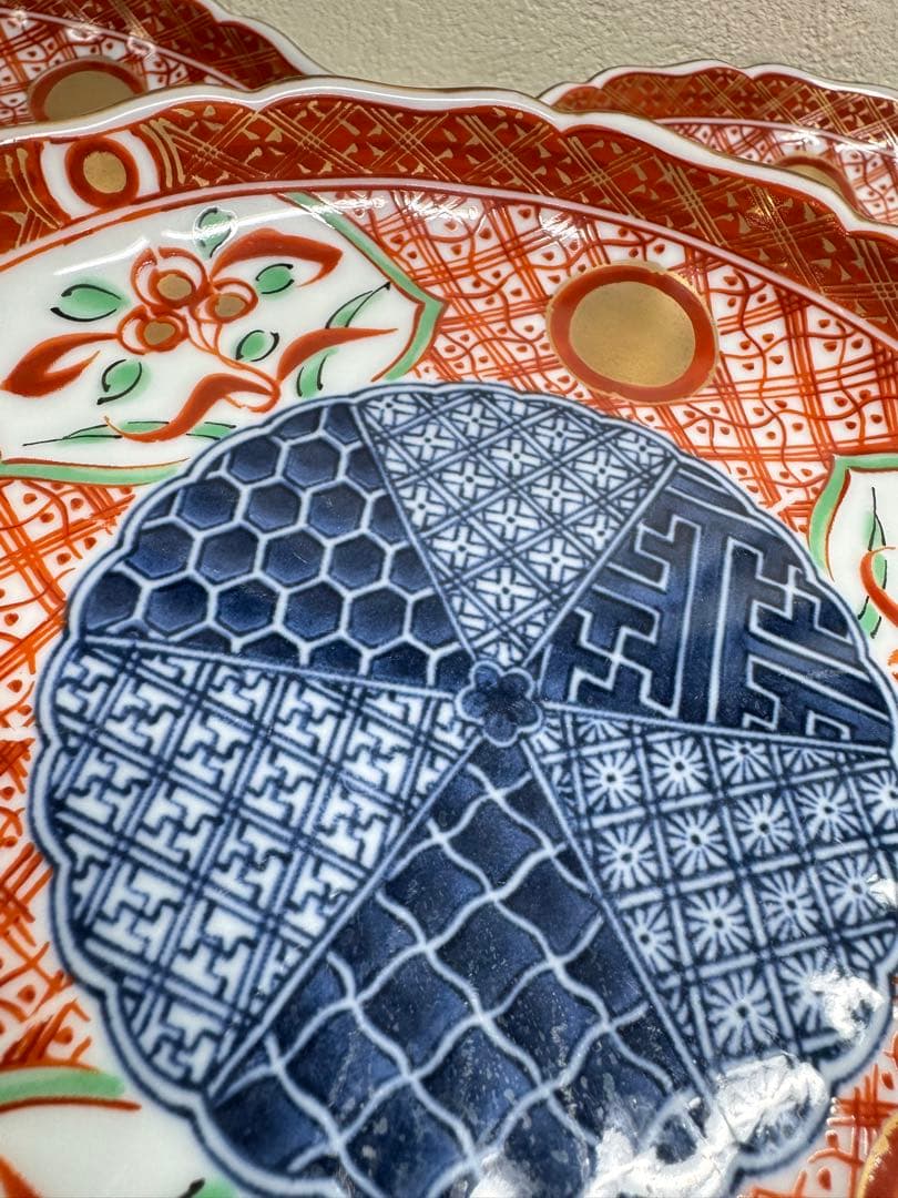 美濃焼 翔山作 赤絵染付祥瑞 中皿揃 5客 16cm 和食器