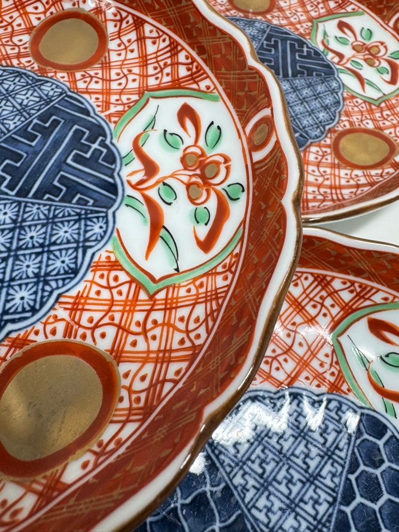 美濃焼 翔山作 赤絵染付祥瑞 中皿揃 5客 16cm 和食器