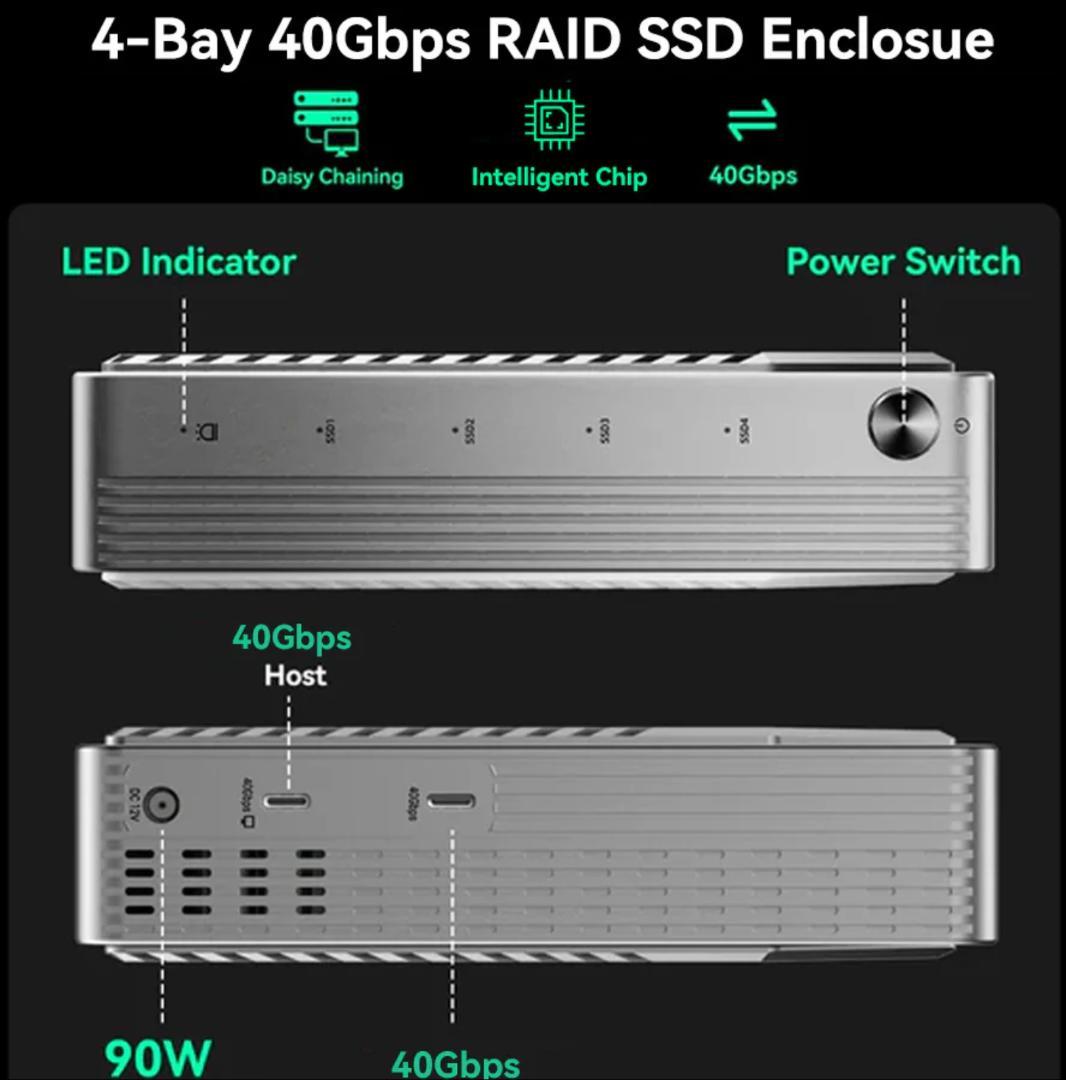 Acasis 4 Bay 40Gbps M.2 NVMe SSD ケース