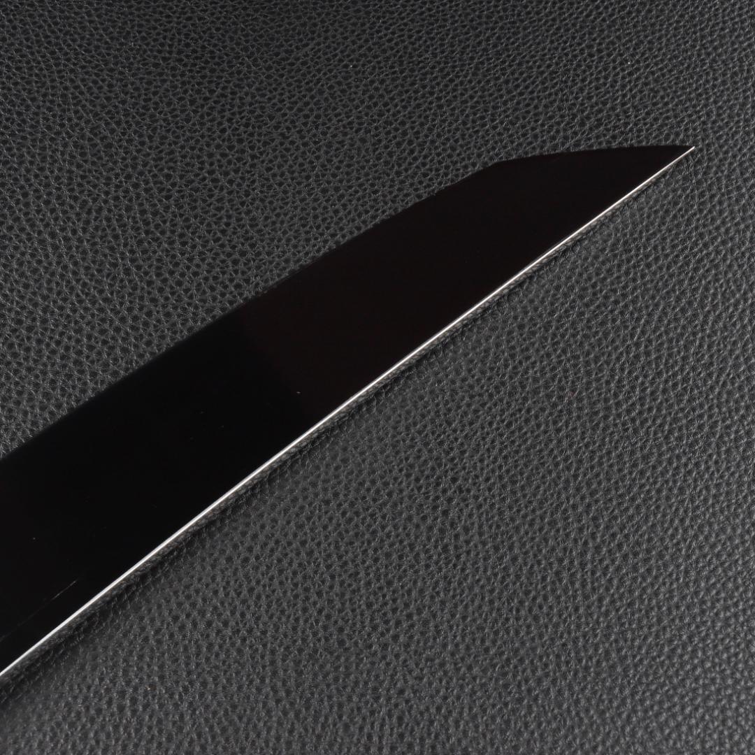 11071鬼反り先丸包丁尺二鏡面仕上げ刺身包丁刃は究極の切れ味黒檀五本銀巻八角柄