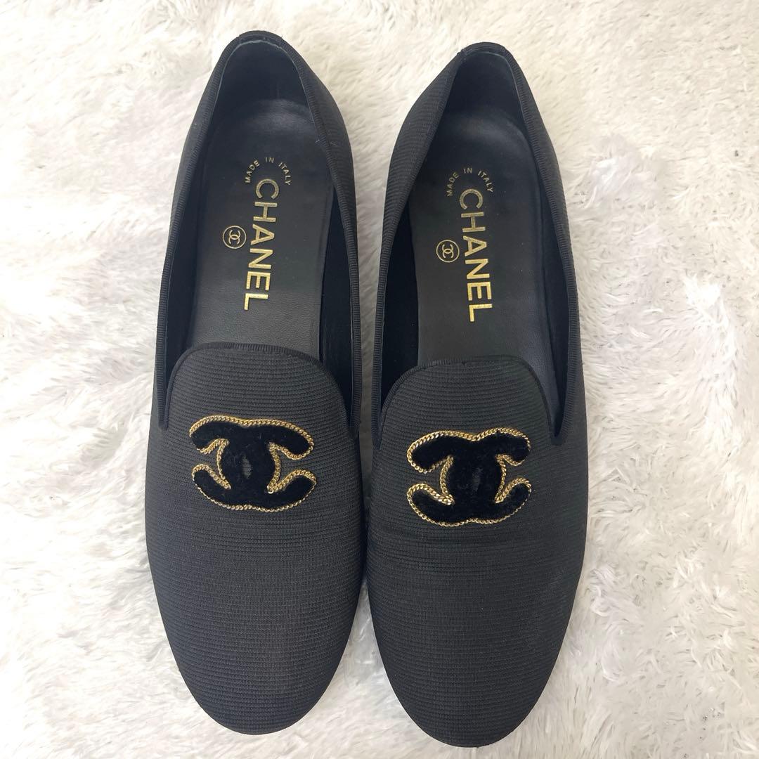 【美品】　CHANEL シャネル ココマーク　ローファー ブラック レディース