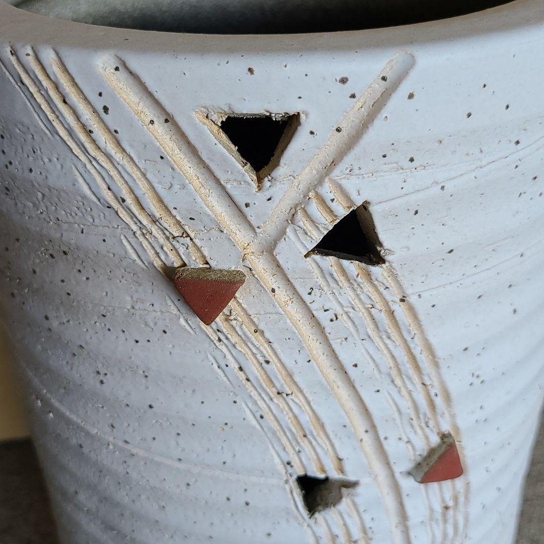 信楽焼傘立て ウェーブ透かし 高さ４４cm