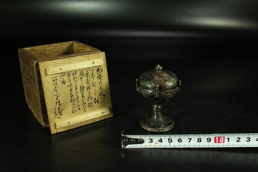 中国美術 唐物 捻紋 七宝 蓋置 書付(K-A823)