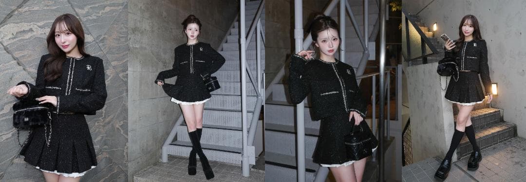 ダーリッチ darich スパンコールツイードジャケット BLK ブラック