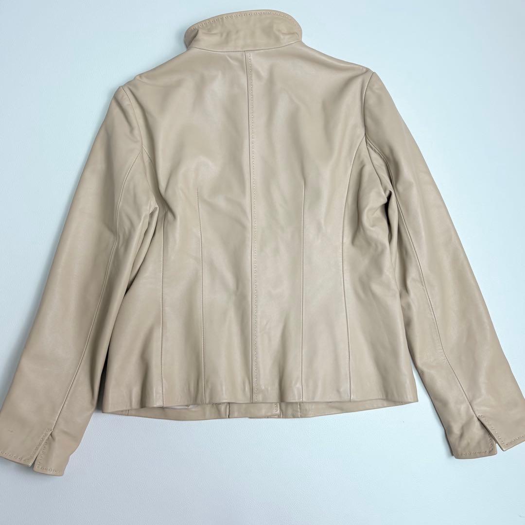 BALMAN レザージャケット 羊革 ジップアップ ベージュ 13 バルマン