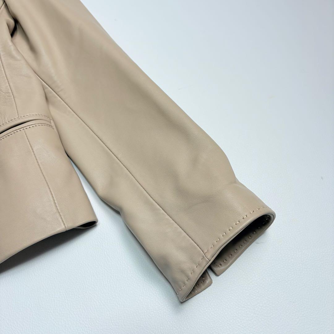 BALMAN レザージャケット 羊革 ジップアップ ベージュ 13 バルマン