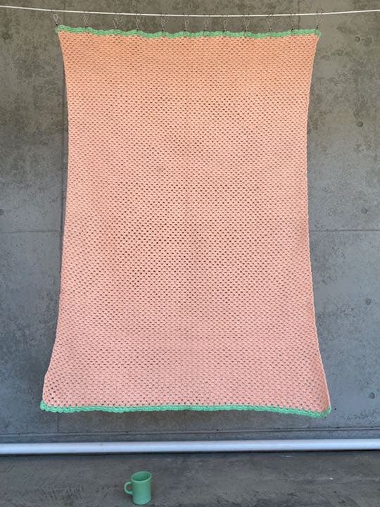 古着 ビンテージ 80s 厚 グラニー ブランケット 絨毯 キャンプ ラグ 美品