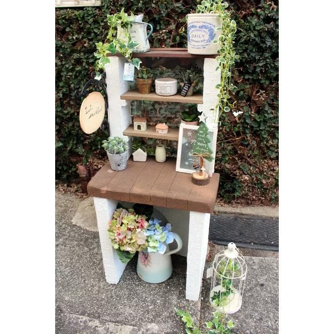 【モルタルガーデン】ショップ風ウインドウディスプレイL 漆喰インテリア&ガーデン