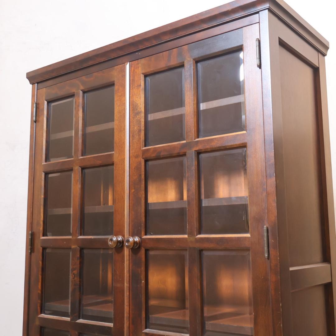 北海道民芸家具 樺材無垢 本棚 ブックキャビネット 天然木 収納家具 飾り棚