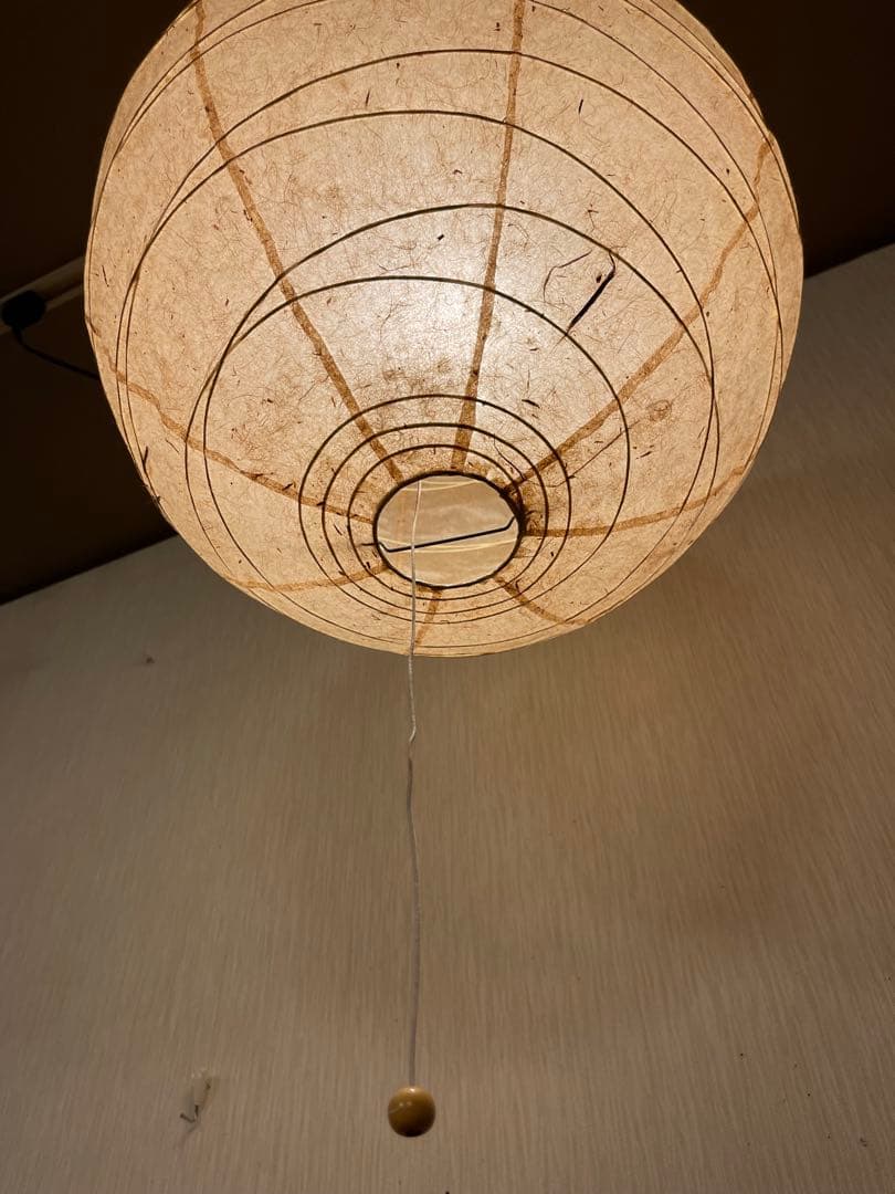 径45㎝丸杉皮入和紙灯具付提灯照明ペンダント