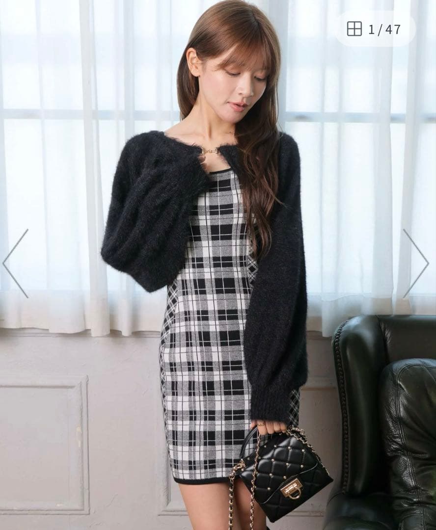 LIP SERVICE みりにゃ着用ワンピースフェザーチェックアンサンブル