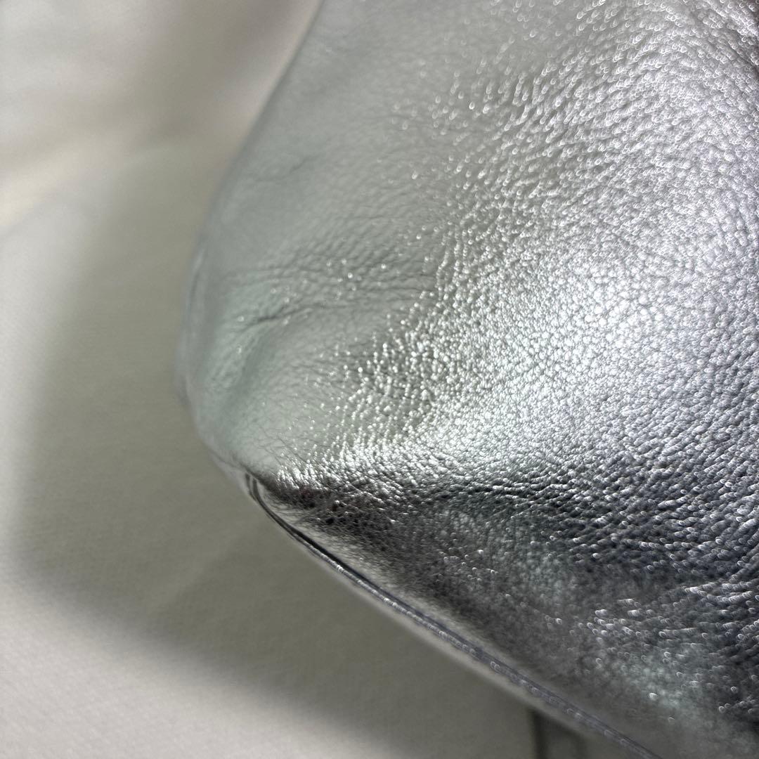 russet ソフトレザーシンプルショルダーバッグ　シルバー　2way