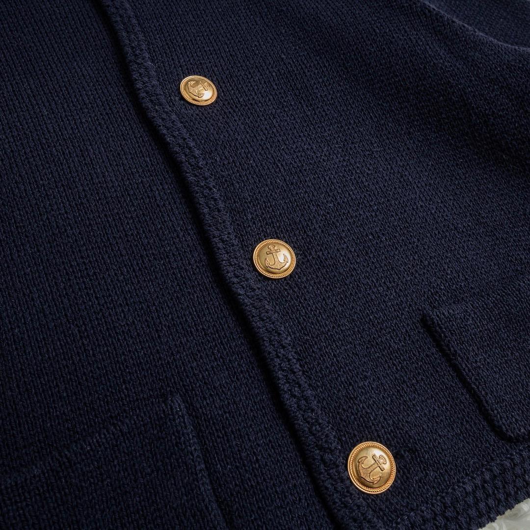 美品 MACPHEE ハーフミラノリブ クロップドカーディガン ネイビー