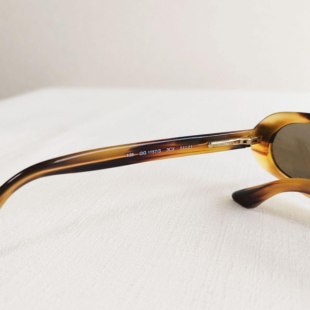 GUCCI サングラス　GG1157/S　オーバル　フルリム　べっ甲柄　ブラウン