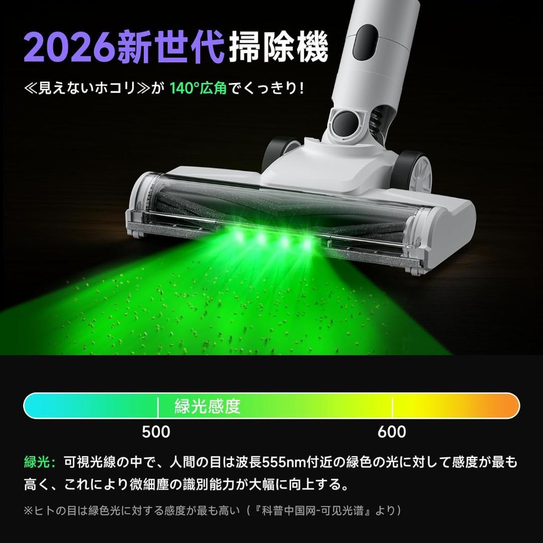 掃除機 コードレス 75kPa 強力吸引 55分連続稼働 軽量 サイクロン
