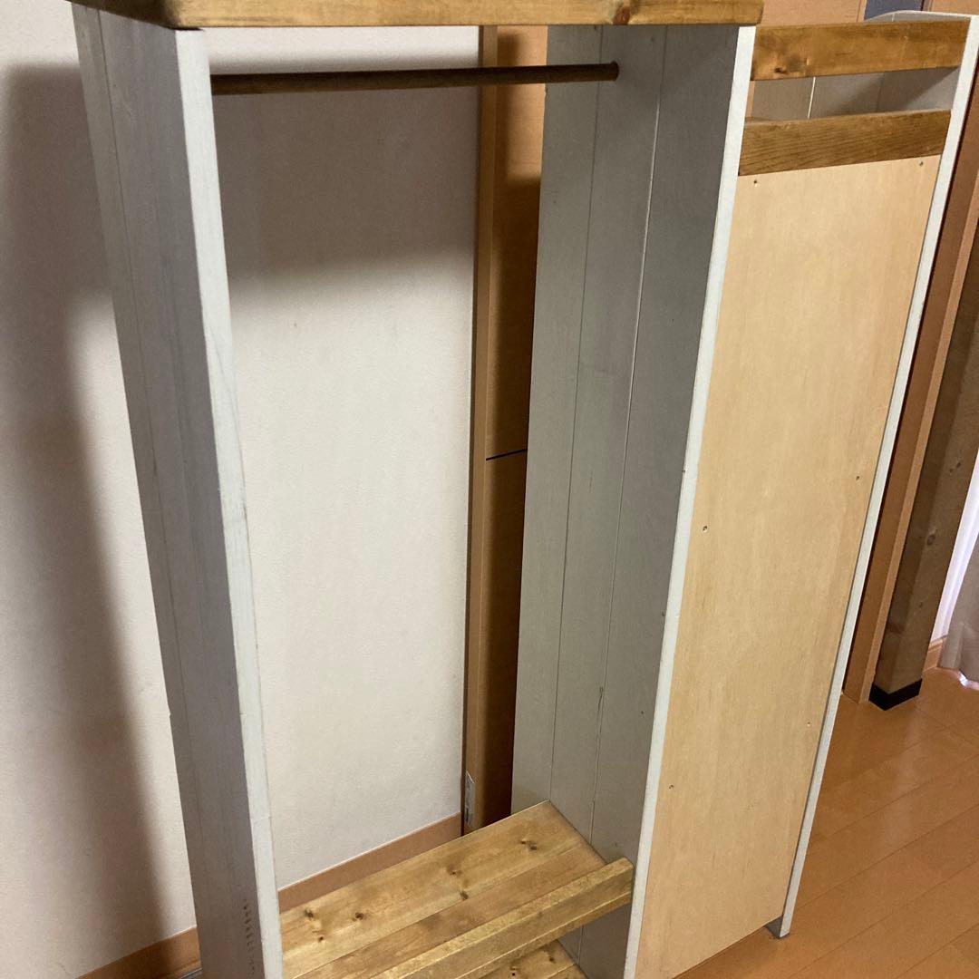 ヴィンテージ風家具　ハンドメイド作家　シャビーホワイト　小学生　ランドセルラック