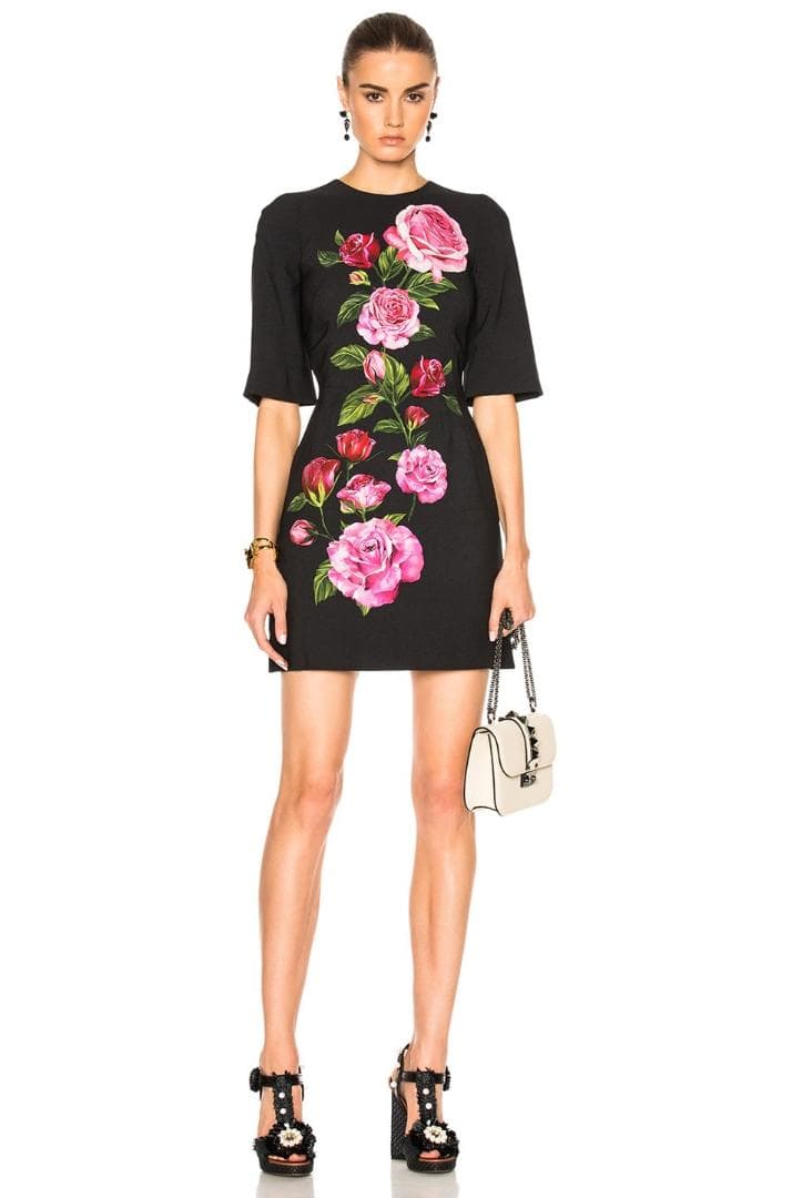 DOLCE&GABBANA ドルチェ&ガッバーナ ローズ柄ワンピース 薔薇柄