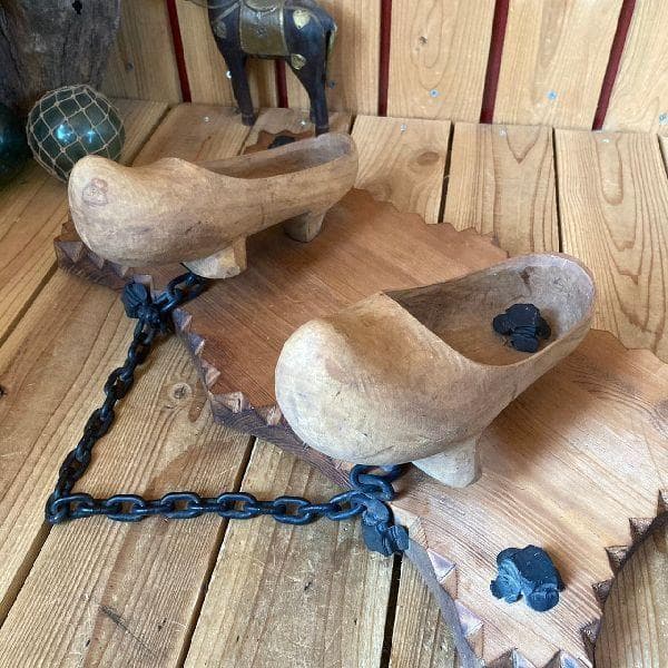 ヴィンテージ*ウッド サインボード*木製 看板*クロンプ木の靴シューズ*店舗什器