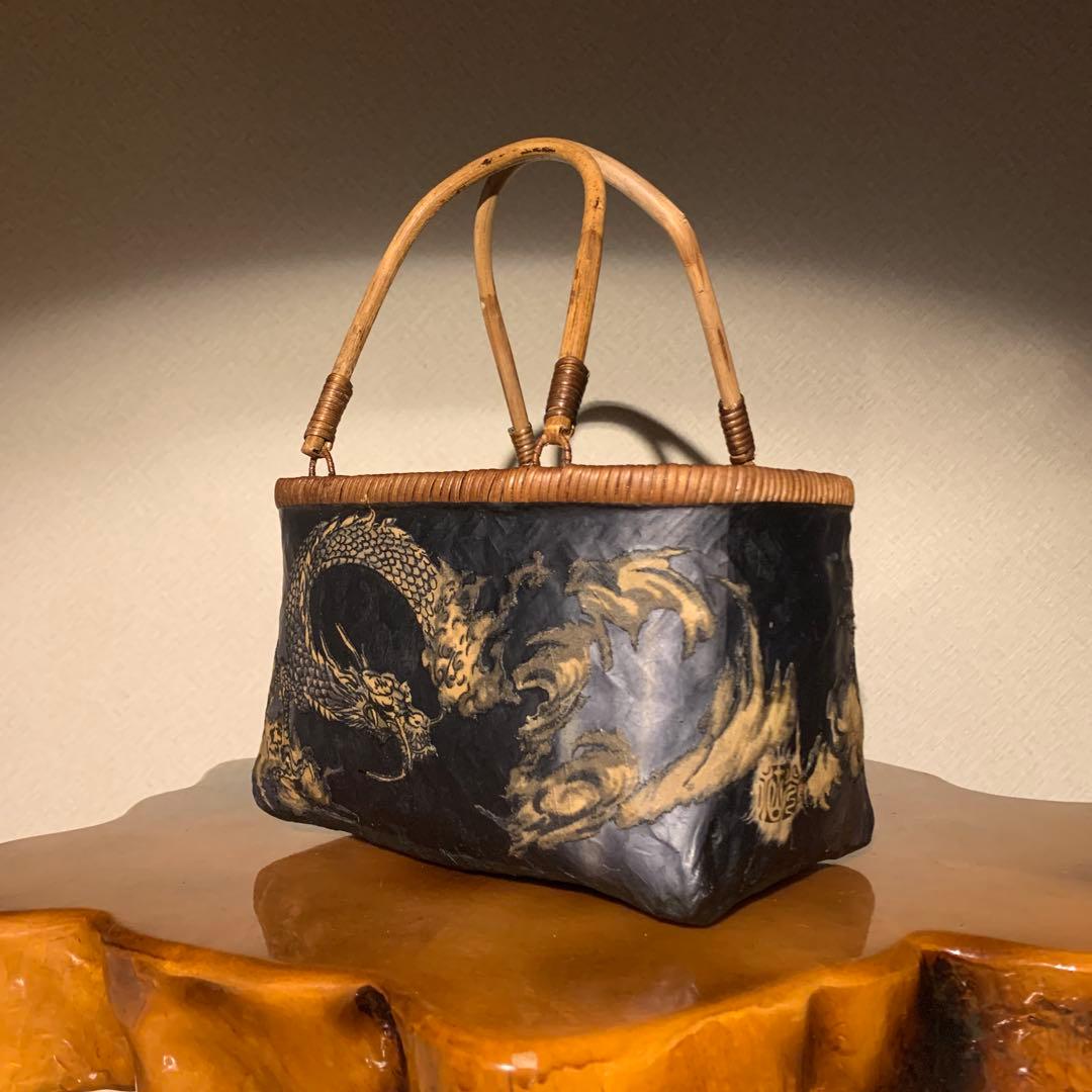 た*ん様 ＊一閑張りバッグ（龍神）柿渋染