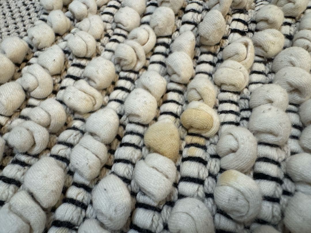 リセノ　ポップコーンストライプ　ラグマット　ブラック