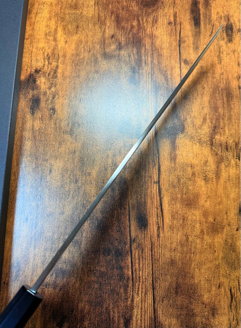 【堺打刃物】祥太郎作　蛸引 先丸　包丁　尺一　銀三鋼　鬼反り黒檀銀巻八角水牛柄