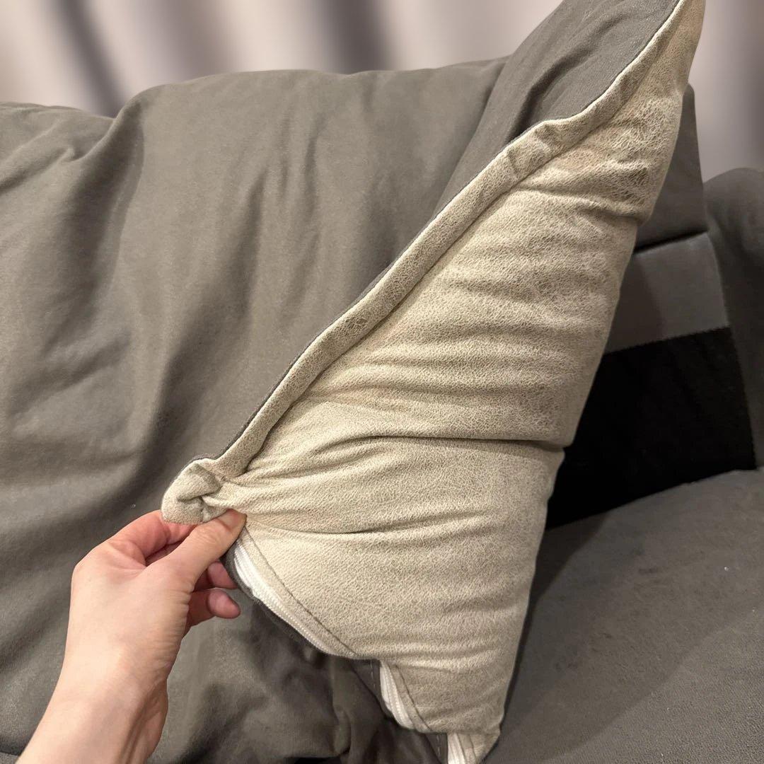 グレー2人掛けファブリックソファ　　おしゃれソファ長椅子