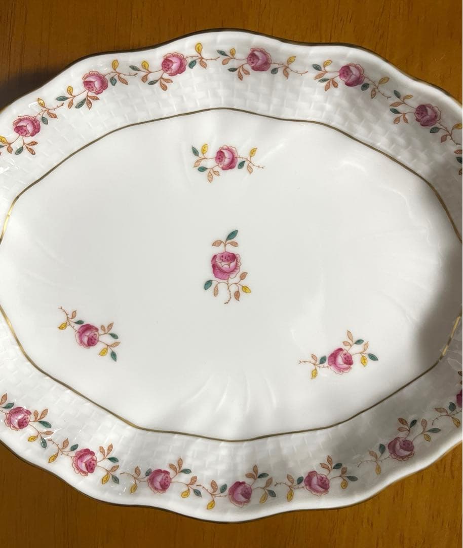 ヘレンド ローズガーランド バラの花飾り ＊ オーバルディッシュ プレート 小皿