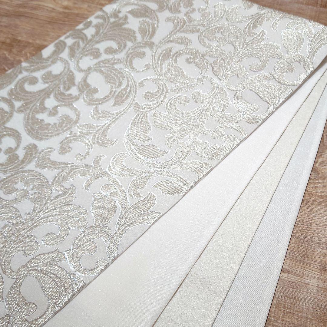 袋帯 唐草更紗 白銀 銀箔 キラキラ お仕立て込み