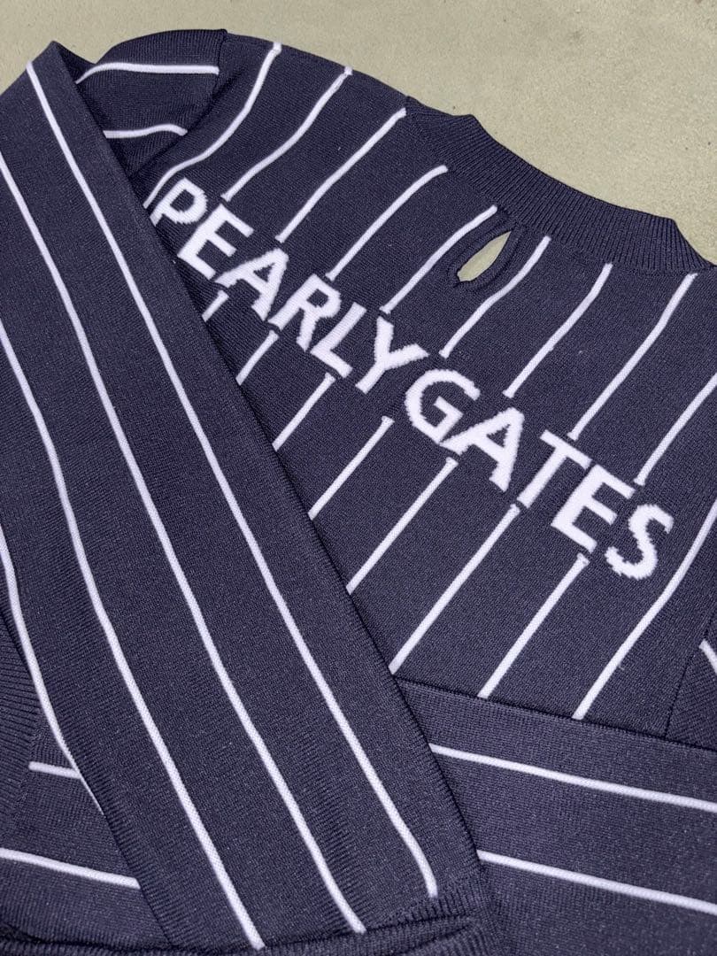 （美品）パーリーゲイツ、ストライプ柄シリーズ、セットアップ、サイズ1