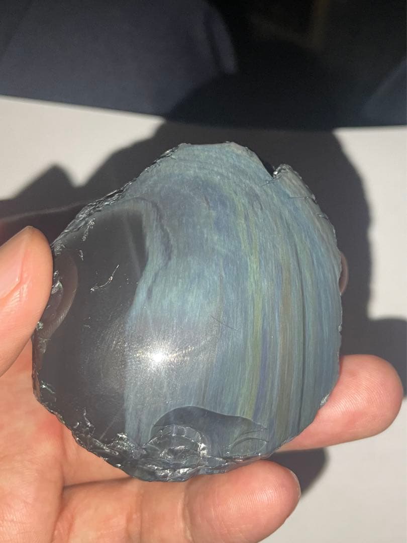 研磨品　十勝石玲瓏　両面磨き特級玲瓏　レインボーオブシディアン