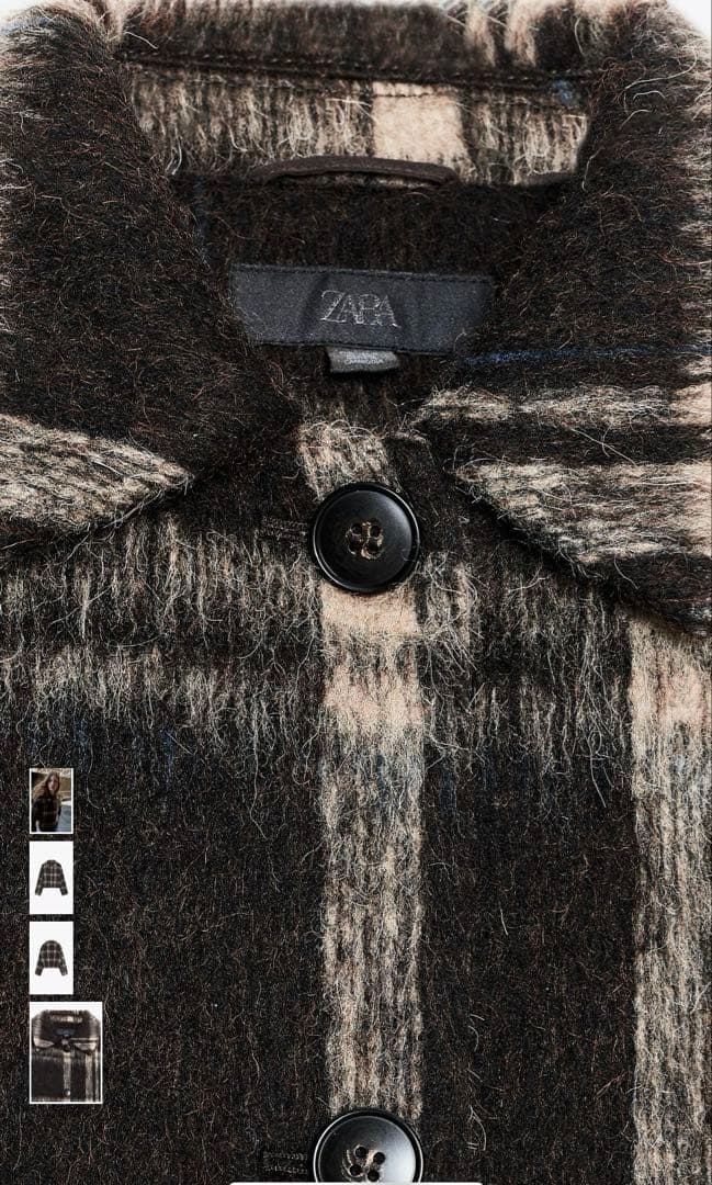 ZARA 今期 チェック柄ジャケット シャギーコート M