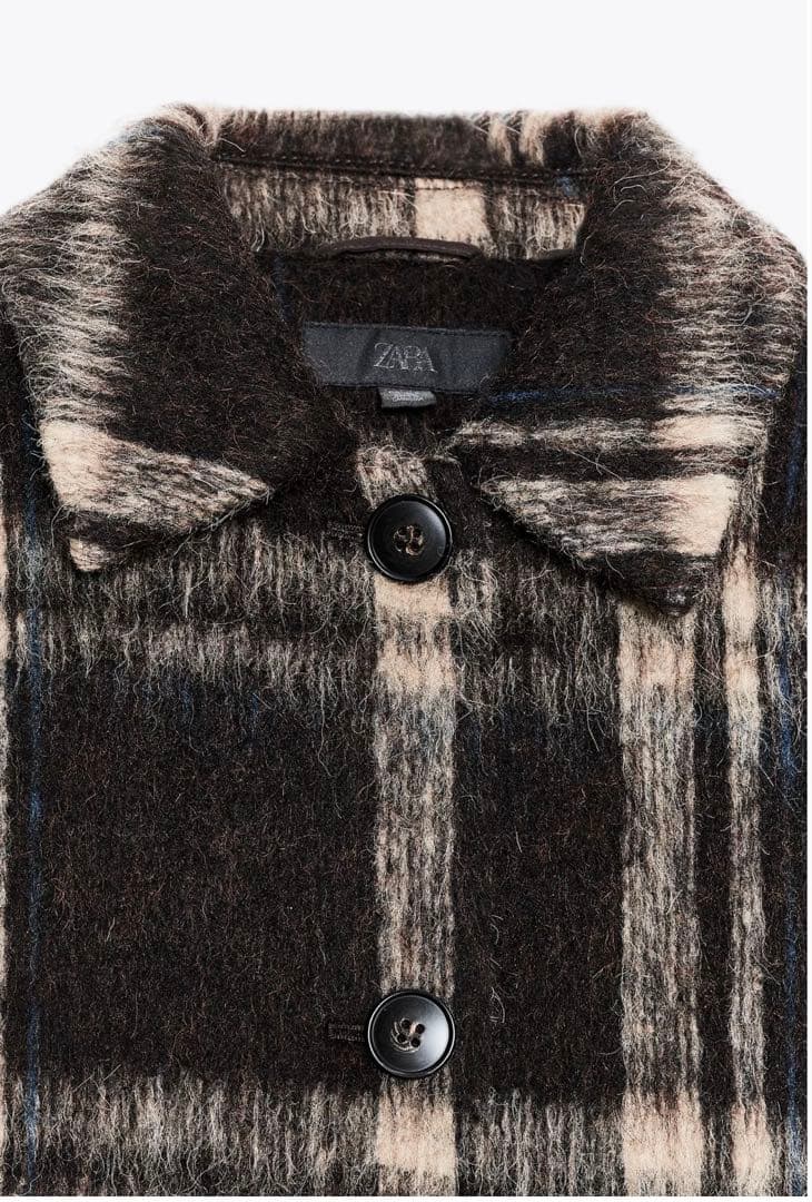 ZARA 今期 チェック柄ジャケット シャギーコート M