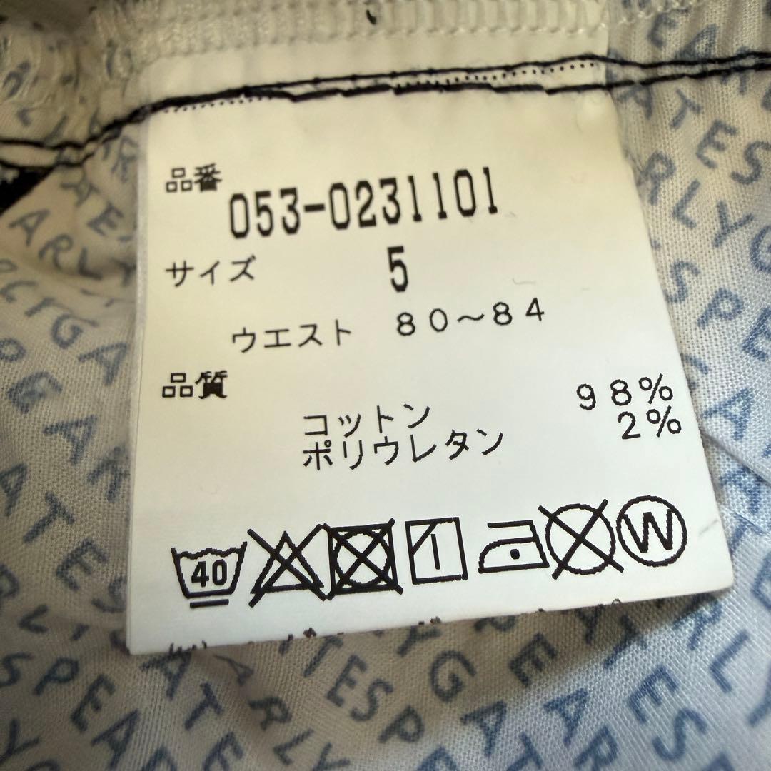 地厚　パーリーゲイツ　パンツ　総柄　L〜XL相当 紺　ネイビー　白　ホワイト　5