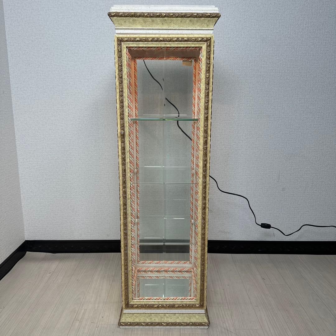 展示品 美品 イタリア製 キュリオケース ガラスキャビネット 金彩装飾 i4※