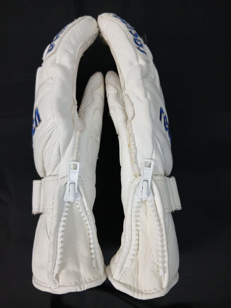 （中古美品）REUSCH ホワイトブルーのスキーグローブ RSサイズ7