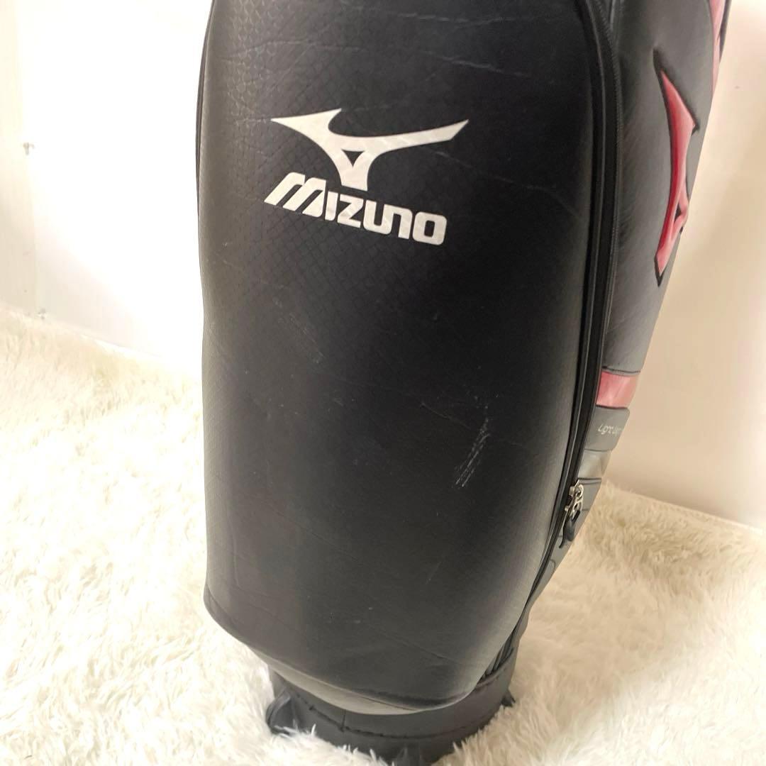 良品✨ミズノゴルフ キャディバッグ カート式 バランス型 軽量 黒赤 フード付き